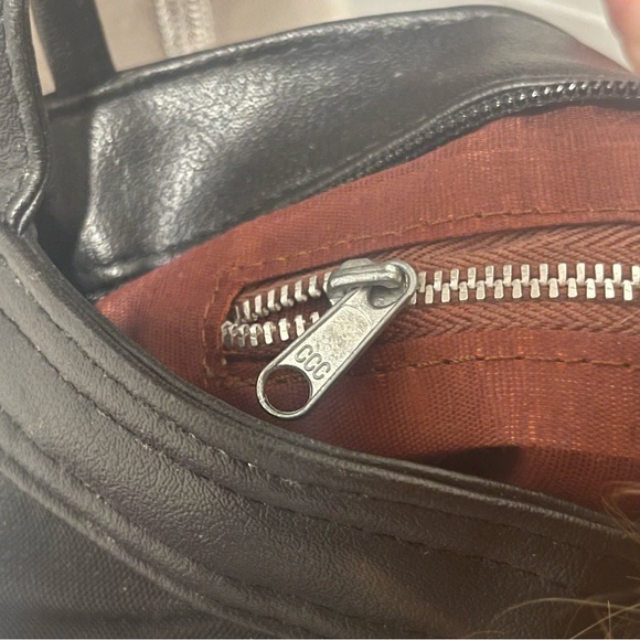 Women’s Vinyl Black Crossbody Bag (Marked CCC on Zippers) - Picture 4 of 7
